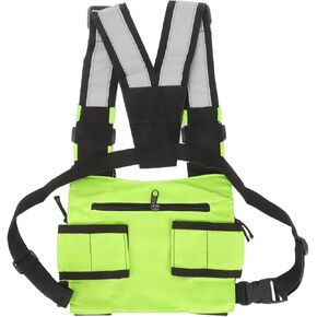Radio Chest Harness, Chest Front Pack Pouch Holster Vest Rig Universal Radio Harness Chest Rig Bag for 2 Way Radio Fruit Green