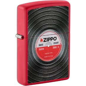 Zippo Vinyl Record Texture Print Red Matte Pocket Lighter
