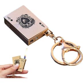 Playing Card Lighter Creative Pendant Keychain Lighter Mini Torch Lighter Metal Playing Card Cool Lighter Refillable Butane Gas Lighter for Outdoor Indoor Camping (Butane Not Included)-Black