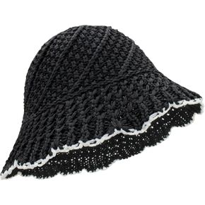 Women's Bucket Hat, Foldable Packable Straw Hat Fashion Sun Hat Breathable Summer Beach Hat for Travel Outdoor