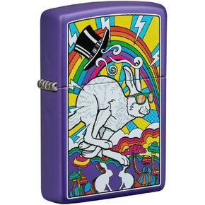 Zippo White Rabbit Design Purple Matte Pocket Lighter