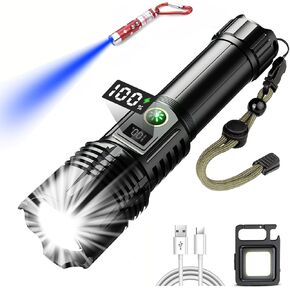 Flashlights Rechargeable High Lumens, Ultra Powerful LED 250000 Lumens Super Bright Tactical Flashlight High Power Handheld Flash Light Waterproof Zoomable 5 Modes for Camping, Emergency, Home in Kuwait