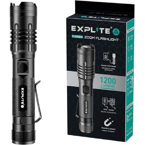 Rechargeable Flashlight Multifunctional USB-C with Diffuser Cap, Zoomable IP67 Waterproof Magnetic, Dual Power 3AAA LED Flash Light Torch, Super Bright Flashlights High Lumens for Camping, Emergency