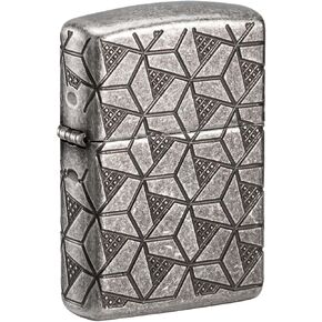 Zippo Lighter: Armor MultiCut Geometric Deep Carve - Antique Silver 49883