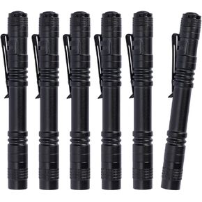 LED Pen Flashlight, 6Pcs Pocket Flashlights Super Bright Slim Pen Light with Clip Waterproof Penlight for Inspection, Repair, Emergency Powered by 2*AAA Battery (not included)
