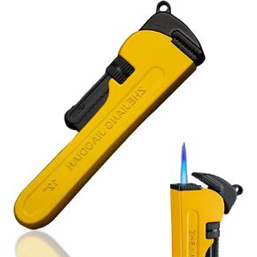 Windproof Torch Lighter, Pipe Wrench Inflatable Lighter, Fun Novelty Lighter, Jet Torch Lighter, Refillable Butane Torch Lighter, Cool Tool Lighter, Unique Gift for Men, Candle BBQ (No Gas) (Red)