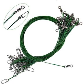 Wire Fishing Leaders Saltwater 100 Lbs Heavy Duty Fishing Wire Leader Line with Swivles Snap