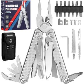 BIBURY Multitools Pliers Pro BI2049, Multi Tool Foldable Pliers with Large Saw Blade, Wire Cutters, Upgraded Multi Tool w/Scissors and Screwdirver Set, Ideal for Camping, Outdoor Survival, Repairing