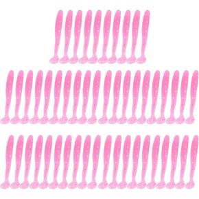 POCREATION Fishing Lures Kit, 50PCS 5cm Soft Plastic Fishing Lures T Tail Grub Worm Baits Fish Tackle Accessory, Pack of 50()