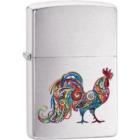 Zippo Lighter: Colorful Rooster - Brushed Chrome 78096