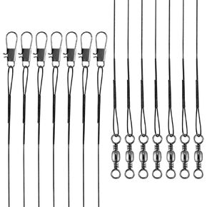 50PCS Fishing Leaders, Fish Line Stainless Steel Wire with Swivels Snap, High-Strength 30LB Hi-Low Rig Fishing Wire Leader Fishing Tackle Gear Connector for Lures Baits Rigs Hooks