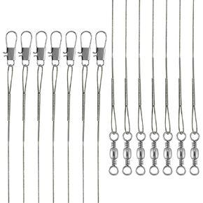 50PCS Fishing Leaders, Fish Line Stainless Steel Wire with Swivels Snap, High-Strength 30LB Hi-Low Rig Fishing Wire Leader Fishing Tackle Gear Connector for Lures Baits Rigs Hooks
