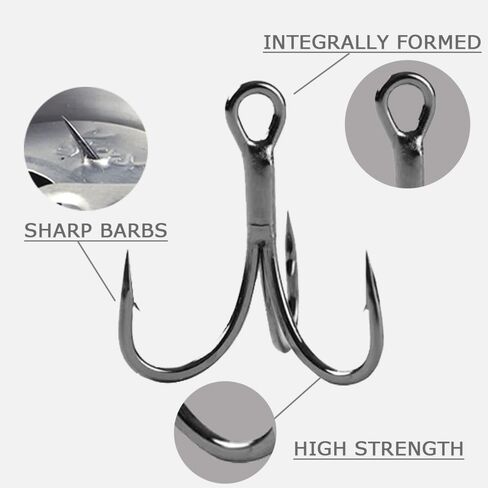 50psc High Carbon Steel Treble Hooks and 15 pcs for Split Rings for Fishing Lures in Saudi Arabia