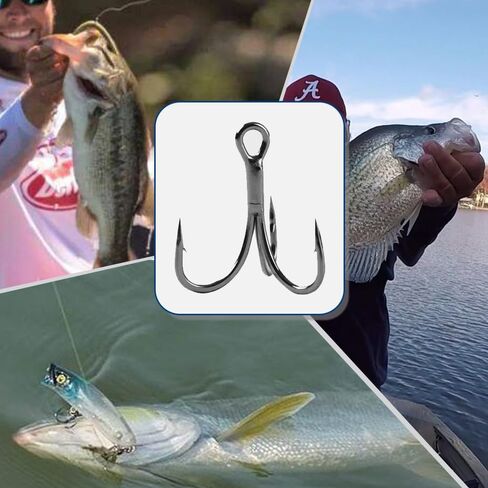 50psc High Carbon Steel Treble Hooks and 15 pcs for Split Rings for Fishing Lures in Saudi Arabia