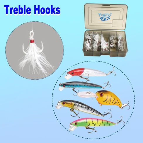 50psc High Carbon Steel Treble Hooks and 15 pcs for Split Rings for Fishing Lures in Saudi Arabia