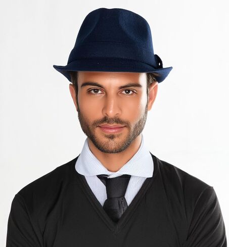 Funky Junque Mens Fedora Hats for Men Fashion Trilby Short Brim Wool Vintage Church Dress Hats Classic Winter Teardrop in Saudi Arabia