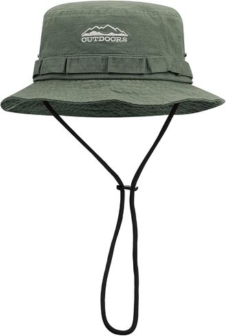CLAPE Fishing Hat Washed Boonie Sun Hats Bucket Cap with String Sun Protection Outdoor Camping Cap Jungle Hat Flat Top Cap in Saudi Arabia
