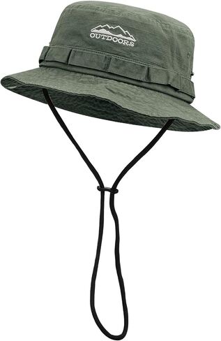 CLAPE Fishing Hat Washed Boonie Sun Hats Bucket Cap with String Sun Protection Outdoor Camping Cap Jungle Hat Flat Top Cap in Saudi Arabia