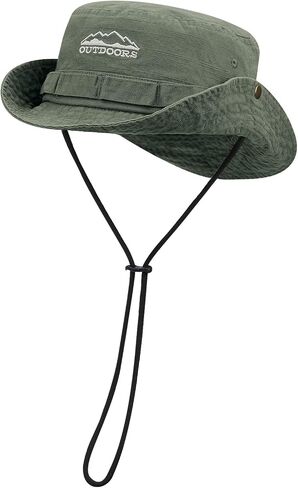CLAPE Fishing Hat Washed Boonie Sun Hats Bucket Cap with String Sun Protection Outdoor Camping Cap Jungle Hat Flat Top Cap in Saudi Arabia