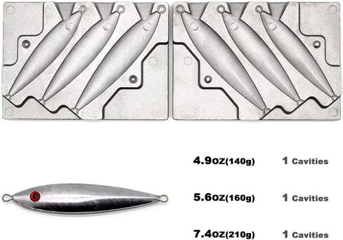 Dimatteo Fishing Jigging Lure Mold Kits 5oz, 5.5oz, 7.5oz,3 Cavities, 91pcs/Pack,Without Handle in Saudi Arabia