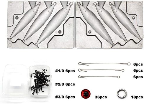 Dimatteo Fishing Jigging Lure Mold Kits 5oz, 5.5oz, 7.5oz,3 Cavities, 91pcs/Pack,Without Handle in Saudi Arabia