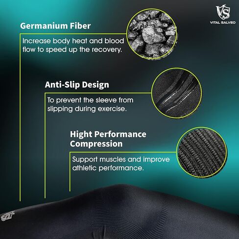 Vital Salveo Germanium Full Leg Sleeve Compression Long Knee Sleeve for Arthritis, Basketball, Cycling, Football (1PC) in Saudi Arabia