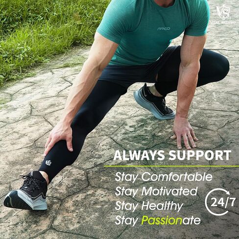 Vital Salveo Germanium Full Leg Sleeve Compression Long Knee Sleeve for Arthritis, Basketball, Cycling, Football (1PC) in Saudi Arabia