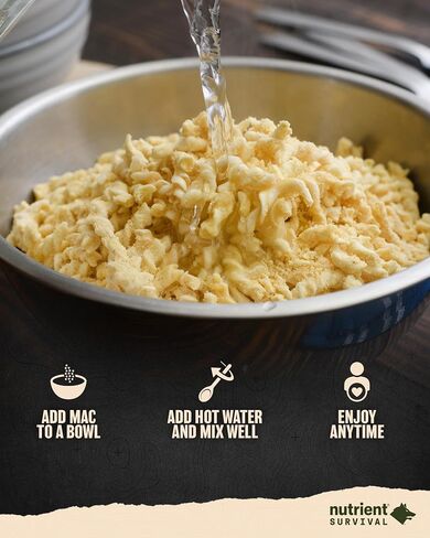 Nutrient Survival MRE Triple Cheese Mac, Ready to Eat Meals (5 Single Servings) Freeze Dried Prepper Supplies & Emergency Food Supply, 40 Essential Nutrients, Shelf Stable Up to 15 Years in Saudi Arabia