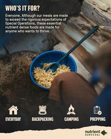 Nutrient Survival MRE Triple Cheese Mac, Ready to Eat Meals (5 Single Servings) Freeze Dried Prepper Supplies & Emergency Food Supply, 40 Essential Nutrients, Shelf Stable Up to 15 Years in Saudi Arabia