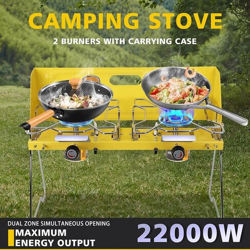 Camping Stove 2 Burner with Carrying Case, Foldable Portable camp Grill/Stove, Compact Butane Stove for Camping and Outdoor Cooking,Tailgating, RV, BBQ in Saudi Arabia