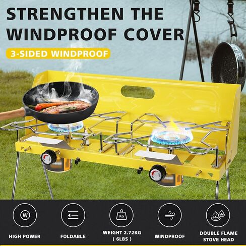 Camping Stove 2 Burner with Carrying Case, Foldable Portable camp Grill/Stove, Compact Butane Stove for Camping and Outdoor Cooking,Tailgating, RV, BBQ in Saudi Arabia