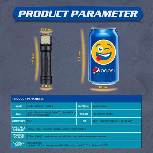 SKILHUNT H04 RC TIR USB Rechargeable Camping Headlamp Flashlight - 1200 Lumen, Lightweight, Compact EDC Waterproof LED Headlight for Outdoor Sports Hands-Free (H04 RC Cool White) in Kuwait