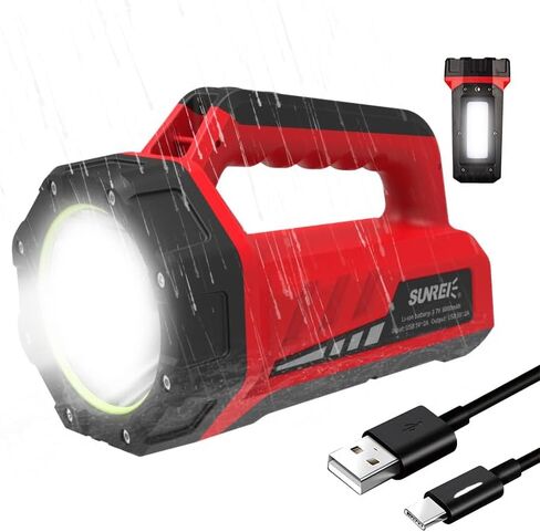 Rechargeable LED Flashlight, 8 Light Modes Camping Lantern, 8000mAh Power Bank, Type-c, IPx6 Waterproof for Emergencies Power Outages, Hurricane Emergency, Hiking, Home, etc in Saudi Arabia