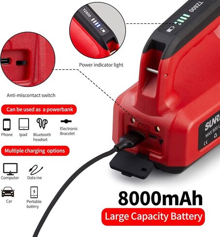 Rechargeable LED Flashlight, 8 Light Modes Camping Lantern, 8000mAh Power Bank, Type-c, IPx6 Waterproof for Emergencies Power Outages, Hurricane Emergency, Hiking, Home, etc in Saudi Arabia