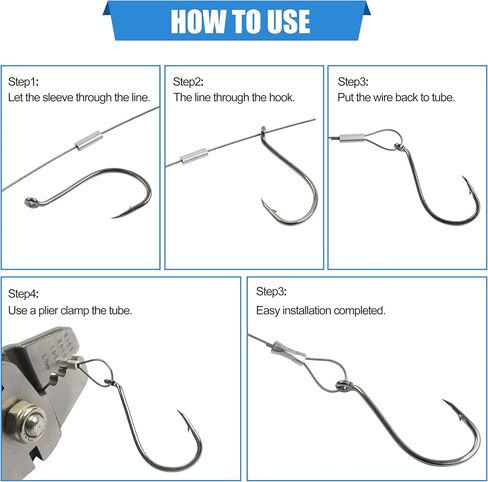 AGOOL Fishing Aluminum Crimp Sleeves - 150pcs Single Barrel Crimp Sleeves Oval Aluminum Crimping Loop Sleeve Kit for Wire Rope and Cable Fishing Line Tube Connectors Wire Leader Rigging Tackle in Saudi Arabia
