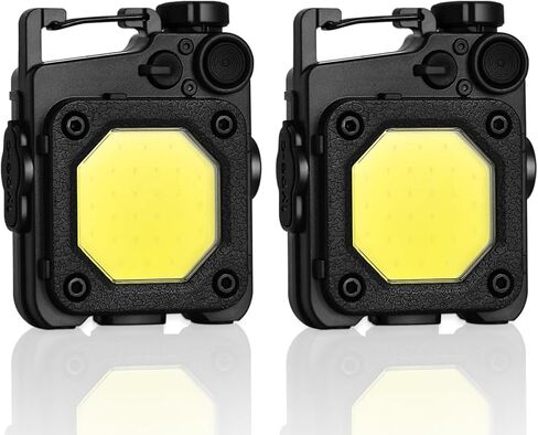 Cob Keychain Flashlight, 6 Light Modes 1500 Lumen, 2Pcs Mini Keychain Work Light, Small Flashlight Rechargeable with Bracket and Screwdriver, Emergency Light for Camping and Hiking in Saudi Arabia
