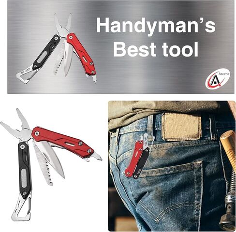 أداة هدايا Ascent Handyman DIY 10 في 1 بحجم الجيب، صندوق هدايا متعدد الأدوات، منشار يدوي لحامل حلقة المفاتيح للتخييم وصيد الأسماك والمشي لمسافات طويلة والصيد - فكرة هدية للأب والرجال والصديق والنساء in Kuwait