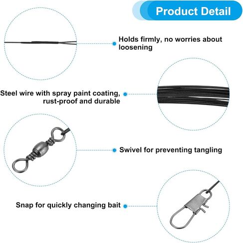 PATIKIL Fishing Wire Leaders, Nylon-Coated Fishing Line Leaders with Swivel and Snap for Saltwater Freshwater in Saudi Arabia