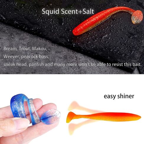 10 عبوات من طُعم الصيد الناعم، 55 مم 70 مم 100 مم Wobblers Bass Mandarin Fish Fishing Luggage Soft Luggers طعوم صناعية مزدوجة اللون من السيليكون in Saudi Arabia