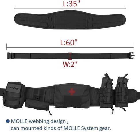 حزام KRYDEX التكتيكي Molle Modular حزام منخفض المستوى مبطن حزام دورية مع بطانة شبكية حزام المعركة in Kuwait