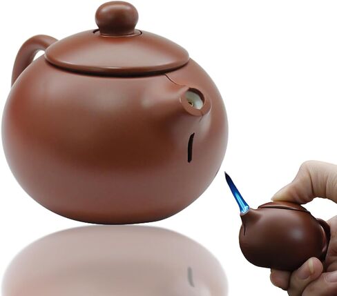 Creative Teapot Lighter, Refillable Butane Inflatable Lighter, Windproof Lighter, Cool Jet Flame Lighter, Torch Lighter, Birthday Party Camping Unique Men's Gift (No Gas)- Black in Saudi Arabia