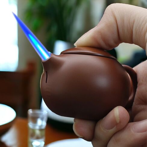 Creative Teapot Lighter, Refillable Butane Inflatable Lighter, Windproof Lighter, Cool Jet Flame Lighter, Torch Lighter, Birthday Party Camping Unique Men's Gift (No Gas)- Black in Saudi Arabia