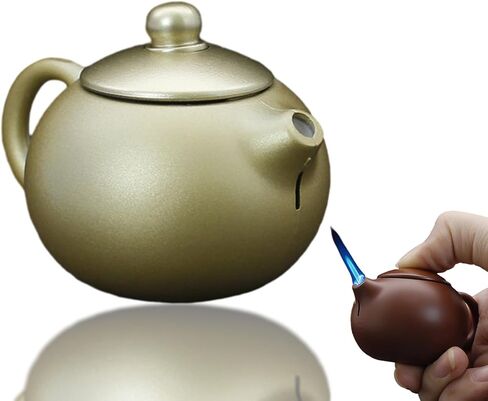 Creative Teapot Lighter, Refillable Butane Inflatable Lighter, Windproof Lighter, Cool Jet Flame Lighter, Torch Lighter, Birthday Party Camping Unique Men's Gift (No Gas)- Black in Saudi Arabia