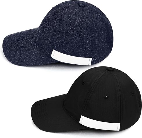 2 قطعة قبعة بيسبول عاكسة للماء للجري للنساء والرجال قبعات المطر عالية الوضوح باللون الأسود والبحري قبعة المشي لمسافات طويلة قابلة للتعديل للأنشطة الصيفية الخارجية in Kuwait