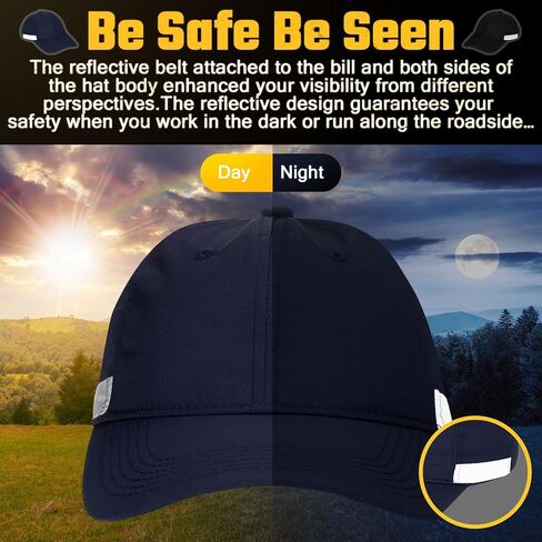 2 قطعة قبعة بيسبول عاكسة للماء للجري للنساء والرجال قبعات المطر عالية الوضوح باللون الأسود والبحري قبعة المشي لمسافات طويلة قابلة للتعديل للأنشطة الصيفية الخارجية in Kuwait