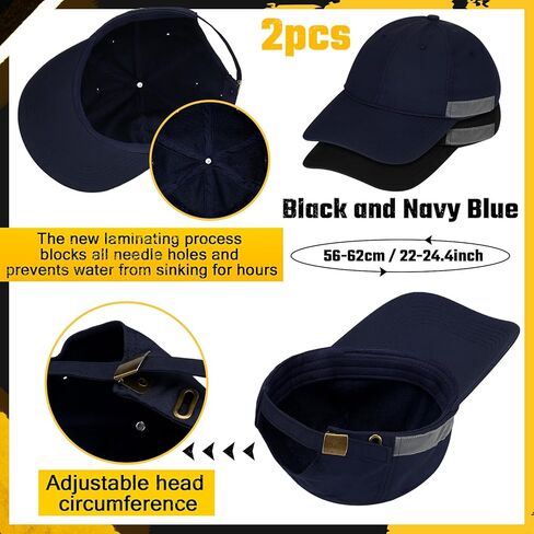 2 قطعة قبعة بيسبول عاكسة للماء للجري للنساء والرجال قبعات المطر عالية الوضوح باللون الأسود والبحري قبعة المشي لمسافات طويلة قابلة للتعديل للأنشطة الصيفية الخارجية in Kuwait