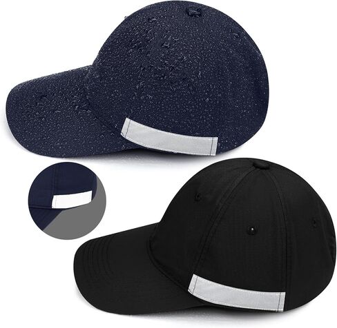 2 قطعة قبعة بيسبول عاكسة للماء للجري للنساء والرجال قبعات المطر عالية الوضوح باللون الأسود والبحري قبعة المشي لمسافات طويلة قابلة للتعديل للأنشطة الصيفية الخارجية in Kuwait