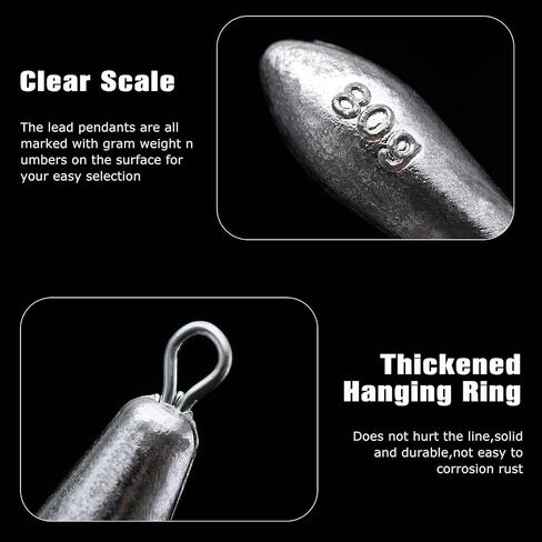 Goture Fishing Weights Sinkers Willow Leaf/Drop Shot/Bullet Weights with Swivel Sanp 5/10/15/20/30 PCS,Ideal Fishing Sinkers and Weights,Lead Weights for Accurate Casting and Versatile Angling in Saudi Arabia