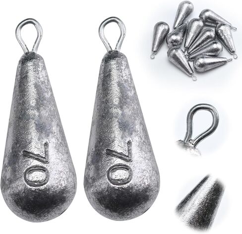 Goture Fishing Weights Sinkers Willow Leaf/Drop Shot/Bullet Weights with Swivel Sanp 5/10/15/20/30 PCS,Ideal Fishing Sinkers and Weights,Lead Weights for Accurate Casting and Versatile Angling in Kuwait