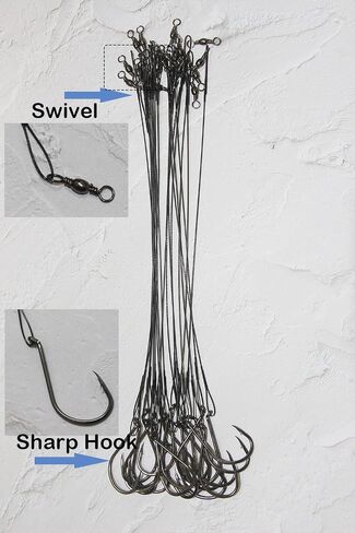 20pcs/Pack Octopus Fishing Hook Rigs with Leader Nylon Coated Fishing Wire Leader with Swivel for Saltwater Freshwater in Saudi Arabia
